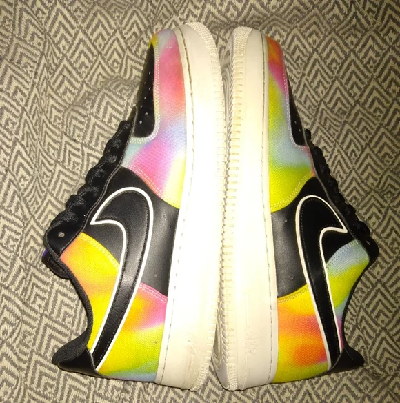 Nike Air Force 1 Low Black Tie Dye Mens Size 1 - Picture 5 of 13